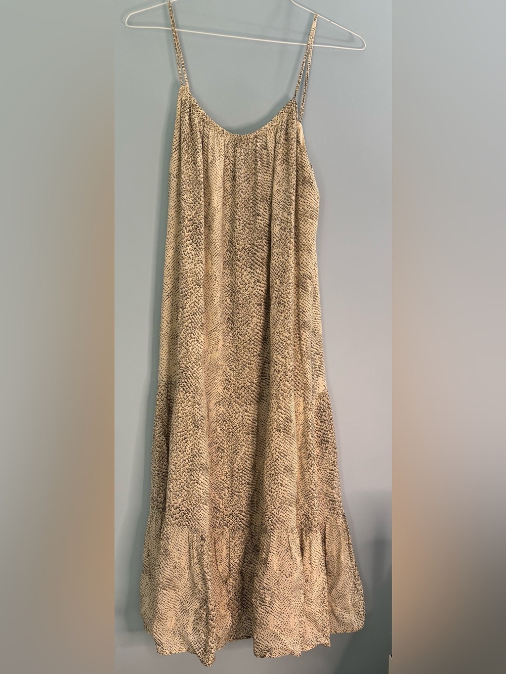 Rails Adora Midi Dress in Cream Snakeskin Sleeveless Spaghetti Strap Size Medium - Picture 2 of 12